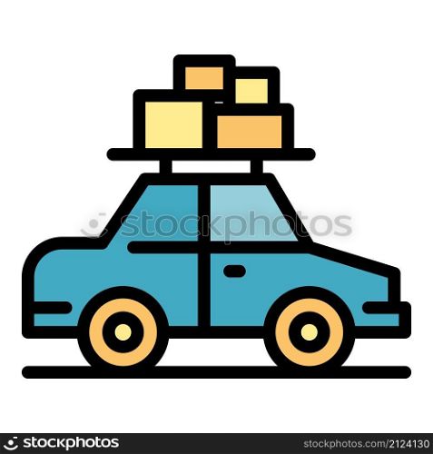 Car roof bags icon. Outline car roof bags vector icon color flat isolated. Car roof bags icon color outline vector