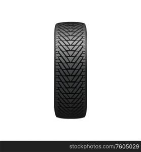 Car rubber wheel part isolated black tire with tread pattern surface. Vector vehicle tyre rim isolated. Vehicle tyre rim isolated vector rubber car tire