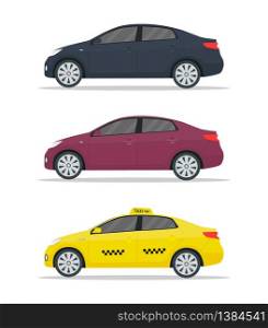 Car sedan mockup. Yellow taxi mockup. Realistic cars with shadows isolated on white background. Sedan, hatchback, suv, combi, wagon are types auto. Vehicles for taxi, business and commercial. Vector.. Car sedan mockup. Yellow taxi mockup. Realistic cars with shadows isolated on white background. Sedan, hatchback, suv, combi, wagon are types auto. Vehicles for taxi, business and commercial. Vector