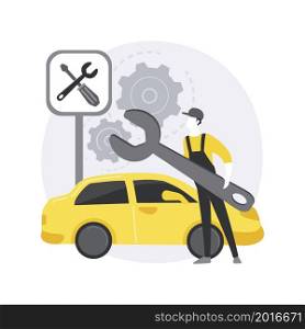 Car service abstract concept vector illustration. Car repair shop, vehicle detailing and maintenance business, automobile fixing service, motor diagnostics, transport mending abstract metaphor.. Car service abstract concept vector illustration.