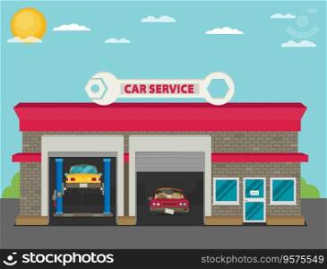 Car service flat vector image