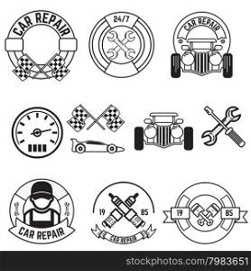 car service labels. Set of design elements in vector