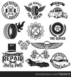 car service labels. Set of design elements in vector