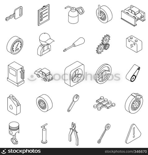 Car service set icons in isometric 3d style isolated on white background. Car service set icons