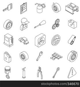 Car service set icons in isometric 3d style isolated on white background. Car service set icons