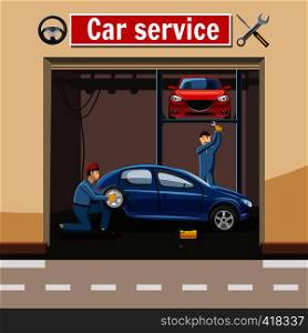 Car service station concept. Cartoon illustration of car service station vector concept for web. Car service station concept, cartoon style