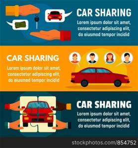 Car sharing banner set. Flat illustration of car sharing vector banner set for web design. Car sharing banner set, flat style