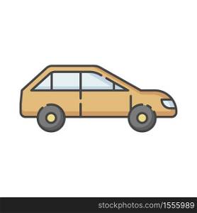 Car side view RGB color icon. Automotive vehicle. Modern transportation. Fast automobile on motor engine. Drive in sedan. Taxi for urban trip. Delivery service. Isolated vector illustration. Car side view RGB color icon