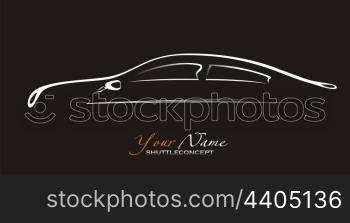 Car. Silhouette of the old car on a black background. Vector art in EPS format.
