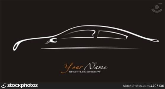 Car. Silhouette of the old car on a black background. Vector art in EPS format.