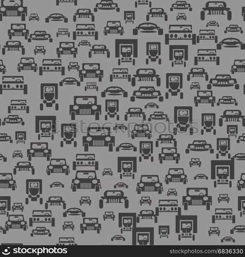 Car Silhouette Seamless Pattern on Grey Background. Car Silhouette Seamless Pattern