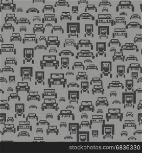Car Silhouette Seamless Pattern on Grey Background. Car Silhouette Seamless Pattern