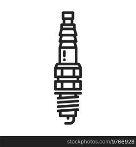 Car spark plug vector line icon. Engine ignition and automotive part symbol. Car engine spark plug line icon, automotive parts