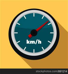Car speedometer icon. Flat illustration of car speedometer vector icon for web design. Car speedometer icon, flat style