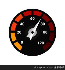 Car speedometer icon. Flat illustration of car speedometer vector icon for web isolated on white. Car speedometer icon, flat style