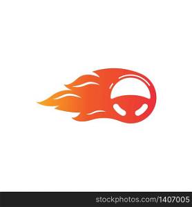 car steering wheel burning fire logo icon vector illustration design