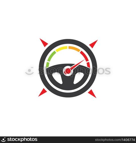 car steering wheel compass concept logo icon vector illustration design