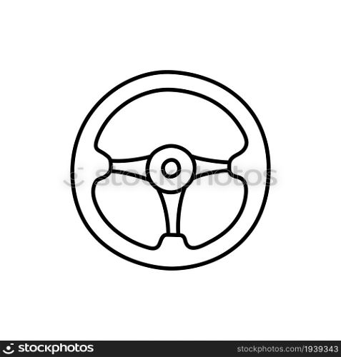 Car steering wheel. Sport equipment line sketch. Hand drawn doodle outline icon. Vector black and white freehand illustration