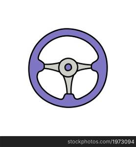 Car steering wheel. Sport equipment sketch. Hand drawn icon. Vector freehand illustration