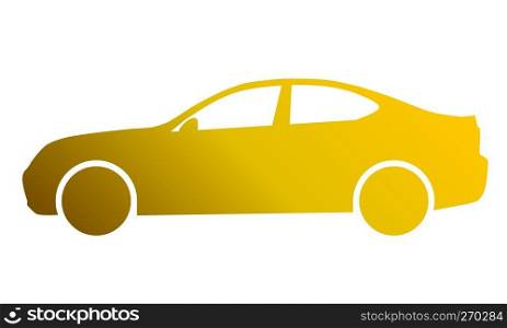 Car symbol icon - golden gradient, 2d, isolated - vector illustration