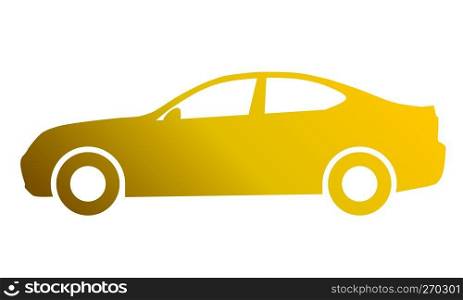 Car symbol icon - golden gradient, 2d, isolated - vector illustration