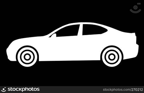 Car symbol icon - white, 2d, isolated - vector illustration