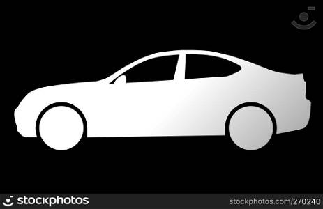 Car symbol icon - white gradient, 2d, isolated - vector illustration