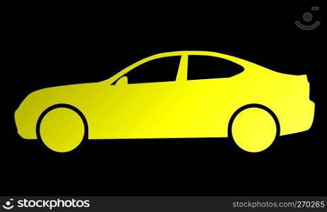 Car symbol icon - yellow gradient, 2d, isolated - vector illustration