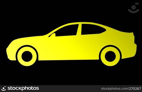 Car symbol icon - yellow gradient, 2d, isolated - vector illustration