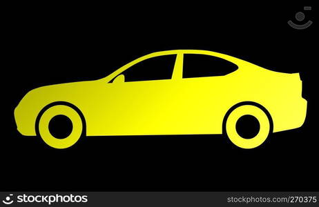 Car symbol icon - yellow gradient, 2d, isolated - vector illustration