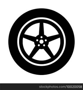 Car tire or car tyre with alloy rim wheel vector