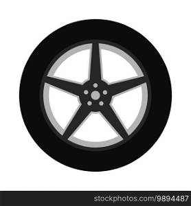 Car tire or car tyre with alloy rim wheel vector
