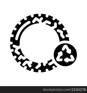 car tires recycling waste glyph icon vector. car tires recycling waste sign. isolated contour symbol black illustration. car tires recycling waste glyph icon vector illustration