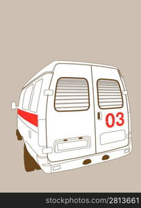 car to ambulance on brown background, vector illustration