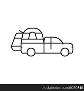 car tourist tent vacation line icon vector. car tourist tent vacation sign. isolated contour symbol black illustration. car tourist tent vacation line icon vector illustration