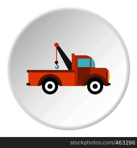 Car tow truck icon in flat circle isolated vector illustration for web. Car tow truck icon circle