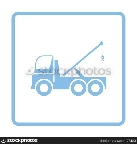 Car towing truck icon. Blue frame design. Vector illustration.