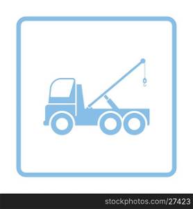Car towing truck icon. Blue frame design. Vector illustration.