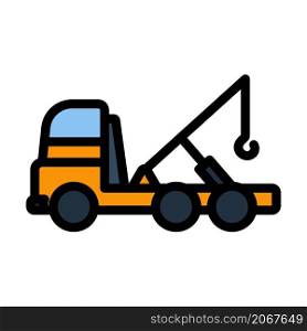 Car Towing Truck Icon. Editable Bold Outline With Color Fill Design. Vector Illustration.