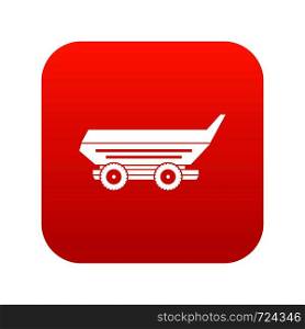 Car trailer icon digital red for any design isolated on white vector illustration. Car trailer icon digital red