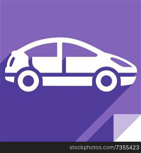 Car, transport flat icon, sticker square shape, modern color. Transport on the road
