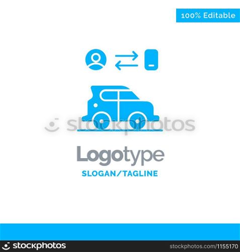 Car, Transport, Man, Technology Blue Solid Logo Template. Place for Tagline