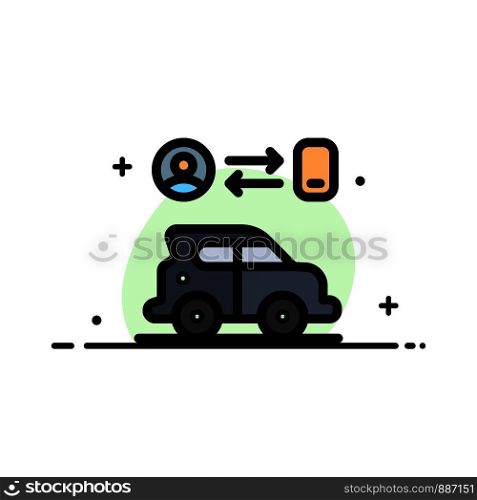 Car, Transport, Man, Technology Business Flat Line Filled Icon Vector Banner Template