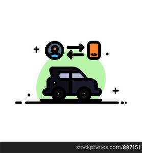 Car, Transport, Man, Technology Business Flat Line Filled Icon Vector Banner Template