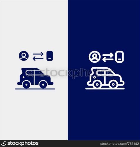 Car, Transport, Man, Technology Line and Glyph Solid icon Blue banner Line and Glyph Solid icon Blue banner