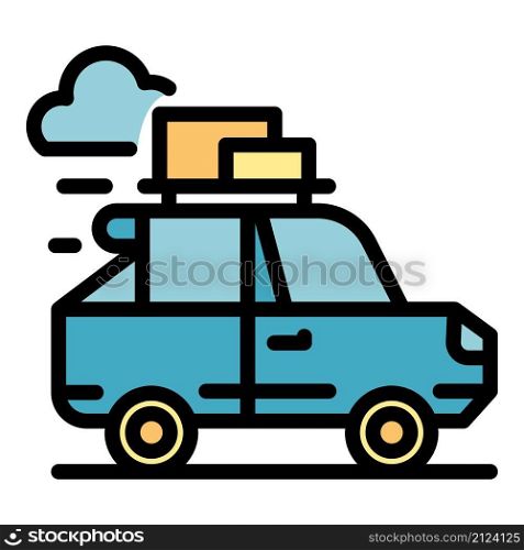 Car travel icon. Outline car travel vector icon color flat isolated. Car travel icon color outline vector