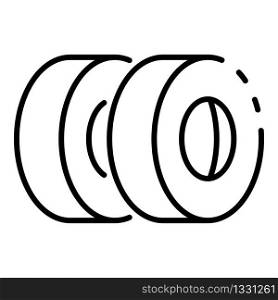 Car tyres icon. Outline car tyres vector icon for web design isolated on white background. Car tyres icon, outline style