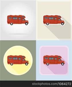 car van caravan camper mobile home flat icons vector illustration isolated on background