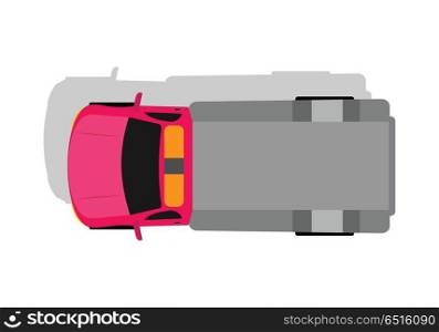 Car Van Top View Flat Design Vector Illustration. Car van from top view vector illustration. Flat design. Commercial auto. Illustration for transport concepts, car infographic, icons or web design. Delivery automobile. Isolated on white background