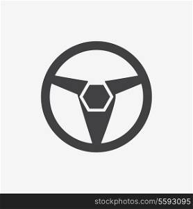 Car, vehicle or automobile steering wheel icon or symbol- vector graphic.
